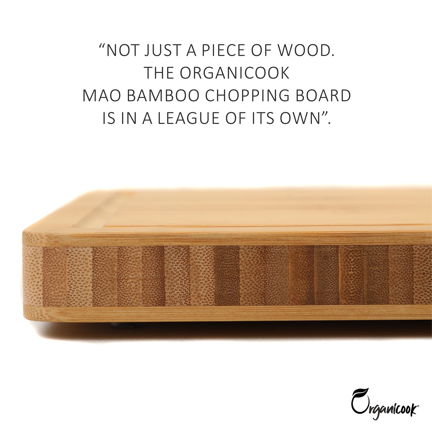 Organicook Luxury Large Wooden Chopping Board - Non-Slip Feet, Bamboo Chopping Board, Wood Cutting Board, Butchers Block, Easy Clean, Thick 40x30x3cm, Fair Trade