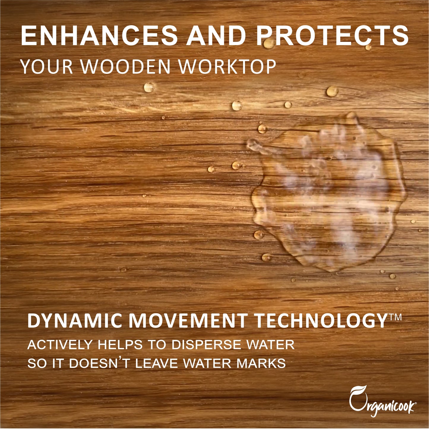 Organicook Wooden Worktop Oil Clear, 1 Litre. Fast and Easy to Apply - Food Safe Alternative to Danish Oil - Interior Wood Oil - Natural - Food Grade Wood Protection in Your Kitchen and Home
