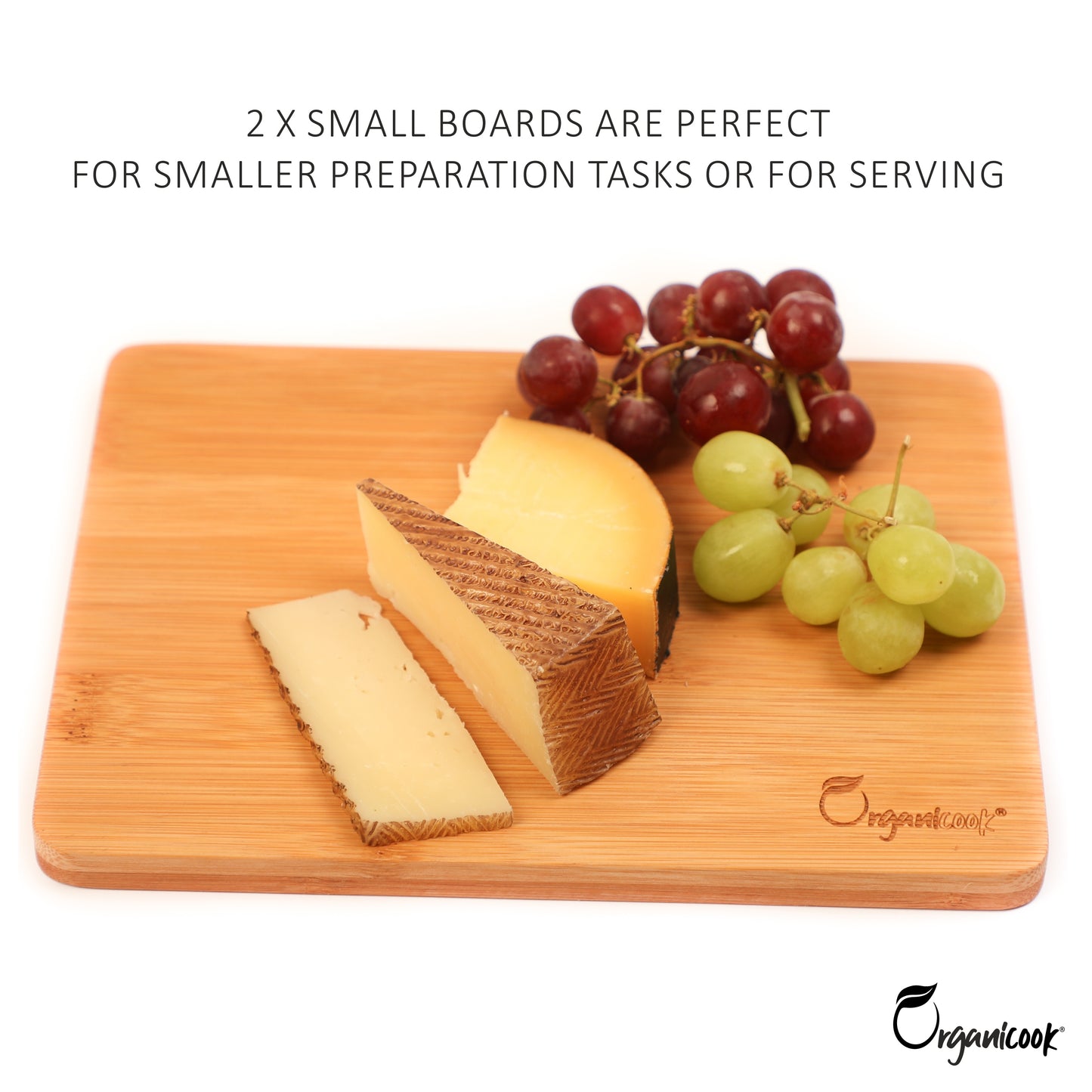 Organicook Wood Chopping Board Set - 3 x Wooden Chopping Boards, Serving Platter/Serving Boards - Bamboo - Light Weight Chopping Boards for Kitchens, Beautifully Handmade Cutting Boards - Easy Clean