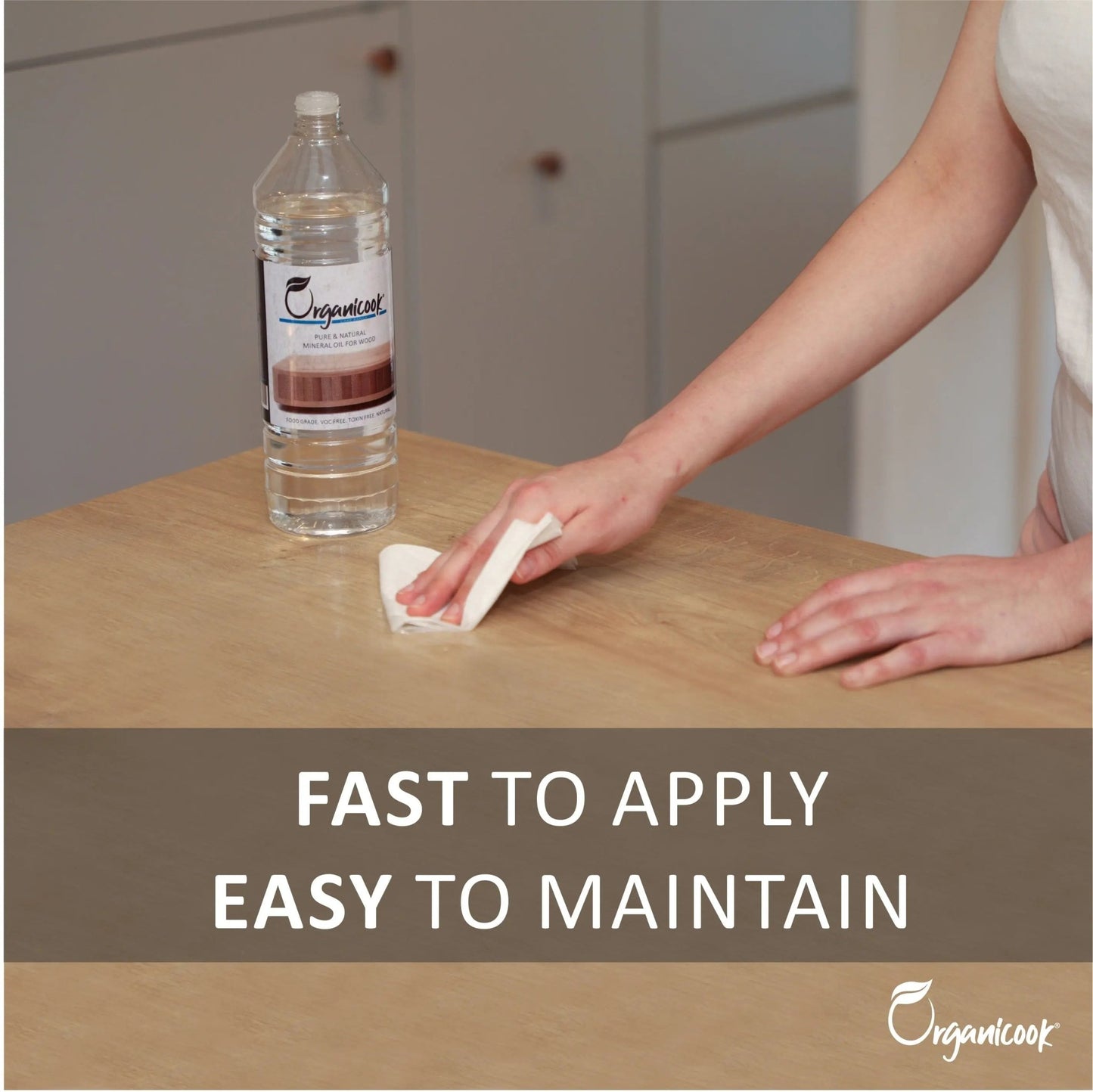 Oak Worktop Oil - Food Safe Wood Treatment for Kitchen Surfaces - Easy to Apply, Enhances Natural Beauty - Made in UK - Organicook