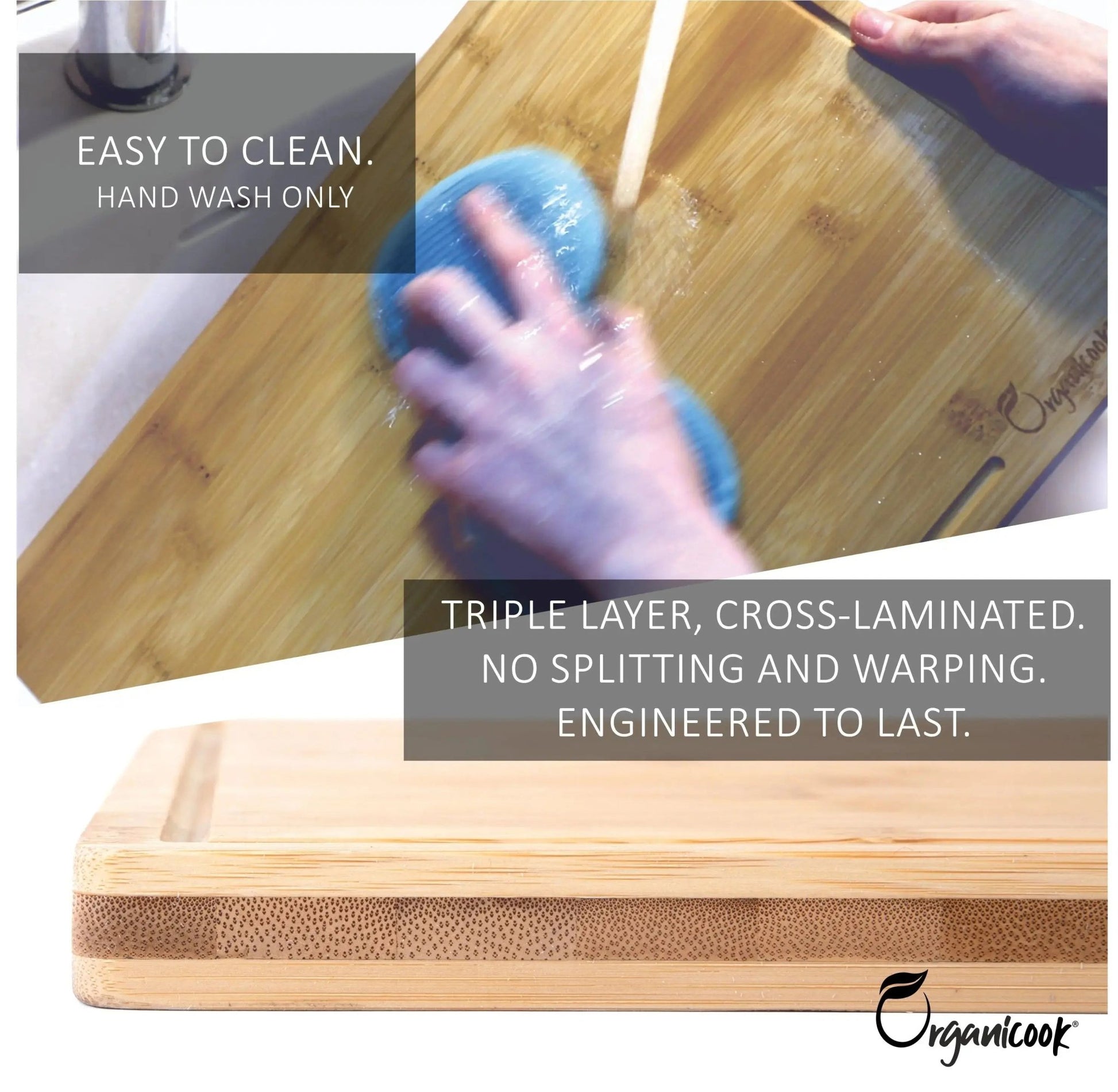 Organicook Essentials - Extra Large Wooden Chopping Board - Organicook