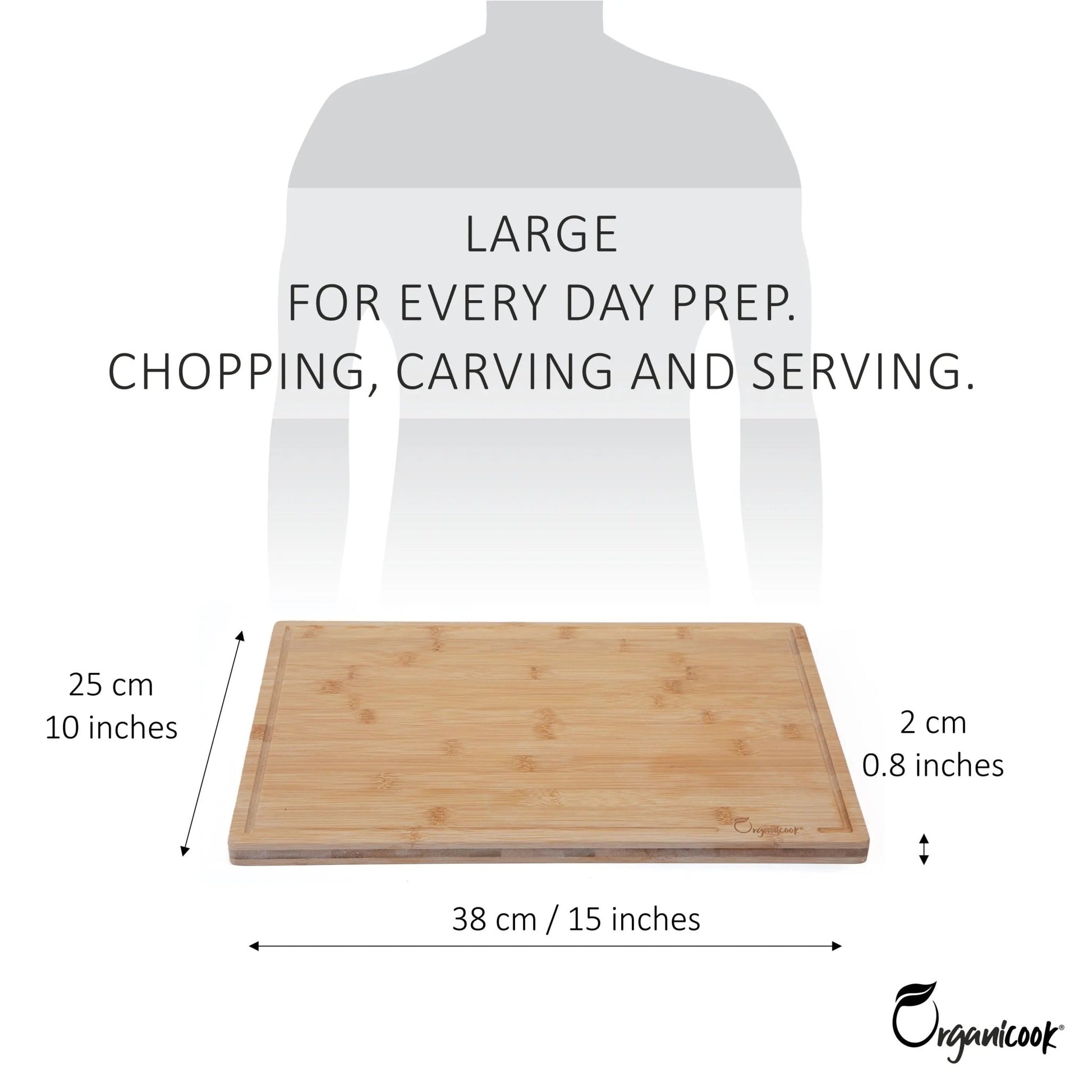 Organicook Essentials Large Wooden Chopping Boards for Kitchens - Organicook