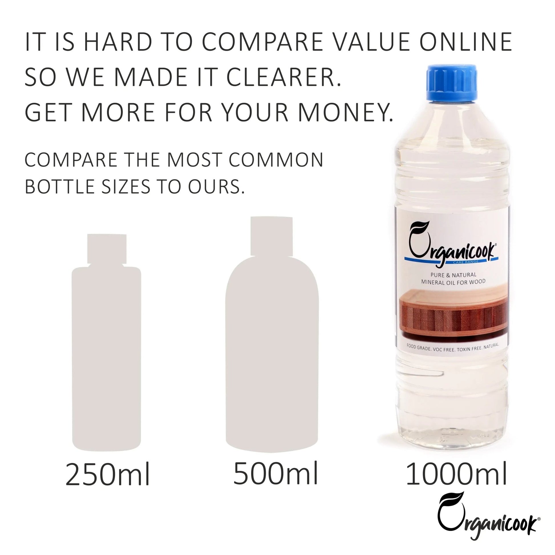 Organicook Food Grade Mineral Oil - 1 Litre - Organicook