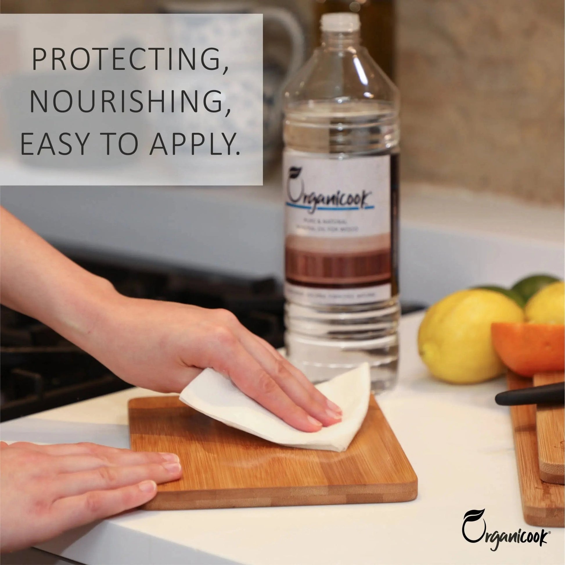 Organicook Food Safe Mineral Oil, Chopping Board & Cutting Board Oil - 250ml, Food Grade, Nut-Free - Apply, Soak, Remove, Done! - Organicook