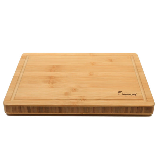 Organicook Luxury Large Wooden Chopping Board - Non - Slip Feet, Bamboo Chopping Board, Wood Cutting Board, Butchers Block, Easy Clean, Thick 40x30x3cm, Fair Trade - Organicook